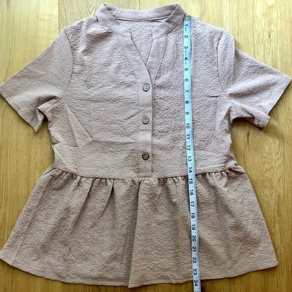 NEW SHEIN BEIGE PEPLUM BLOUSE  -S - Picture 6 of 10